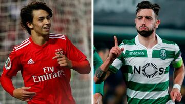 Joao Félix (Benfica) y Bruno Fernandes (Sporting de Portugal).