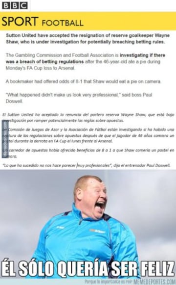 Los mejores memes de Wayne Shaw, portero del Sutton