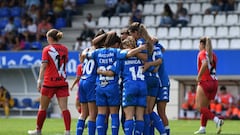 Las jugadoras del Depor celebran uno de sus goles al Rayo (4-0) en la primera jornada de Segunda. (Foto: Deportivo)