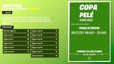 Copa Pelé de Fortnite: fecha, hora y cómo conseguir gratis su gesto y skins de fútbol