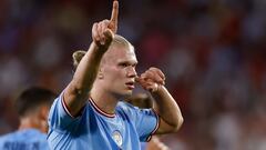 Erling Braut Haaland continued his sensational goalscoring start at Manchester City on Tuesday, netting twice as Pep Guardiola’s men walloped Sevilla in the Champions League.