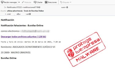 Detectan 6 emails para autónomos y empleados que son trampas de malware