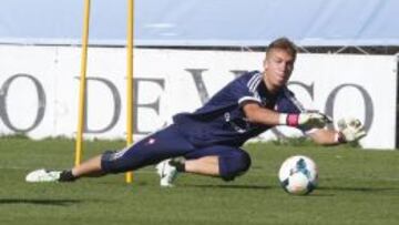 Rub&eacute;n Blanco durante un entrenamiento de esta pretemporada.