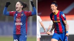 Esther y Jenni Hermoso, jugadoras del Levante y del Bar&ccedil;a.