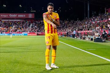 Reinier celebra tras un gol al Valladolid.