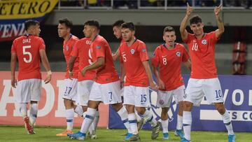 Futbol, Ecuador vs Chile.
 Preolimpico Colombia 2019.
 Grupo A
 Los jugadorese Chile festejan el autogol de Ecuador, durante el partido 2019 disputado en el estadio Hernan Ramirez Villegas, en Pereira, Colombia
 18/01/2020
 Vizzorimages/Photosport
 
 Football, UEcuador vs Chile.
 Pre olimpic Colombia 2020.
 Chilean players celebrate autogoal of Ecuador during the Pre Olimpic Colombian football match held at the Hernan Ramirez Villegas stadium in Pereira, Colombia.
 18/01/2020 
 VizzorimagesPhotosport