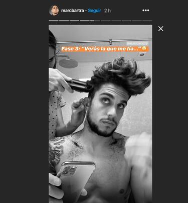 Marc Bartra se suma a la moda del confinamiento y también se rapa la cabeza