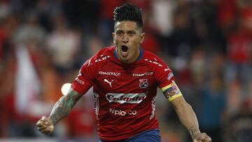 Germ&aacute;n Cano celebrando un gol con Medell&iacute;n ante Nacional por la Liga &Aacute;guila II-2018