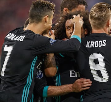 Marcelo celebrates after scoring.