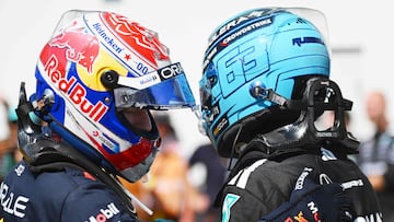 Max Verstappen (Red Bull) y George Russell (Mercedes). F1 2025.