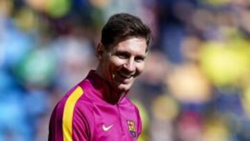 Messi, en un calentamiento con el Barcelona.