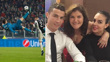 Im&aacute;genes de la chilena de Cristiano Ronaldo frente a la Juventus y del futbolista con su madre Dolores Aveiro y su novia Georgina Rodr&iacute;guez
