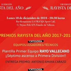 La Peña Rayista 2004 premiará a Trashorras, Natalia y a la plantilla del último ascenso