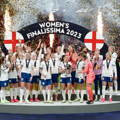 England players happy after beating Brazil on penalties