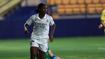 Linda Caicedo, tras marcar su primer gol con la camiseta del Real Madrid. Fue al Villarreal en Copa.