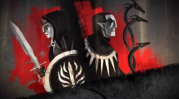 Meredith y Orsino, representaci¨®n de la guerra entre magos y templarios.