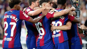 Los jugadores del Barça celebrando un gol.