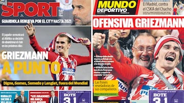 Portadas de 'Sport' y 'Mundo Deportivo' del viernes 18 de mayo de 2018.