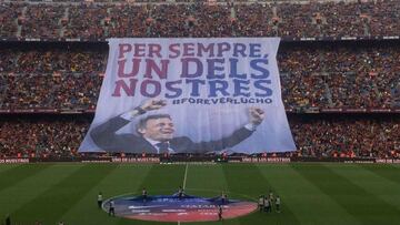 La afición homenajeó a Luis Enrique antes del partido