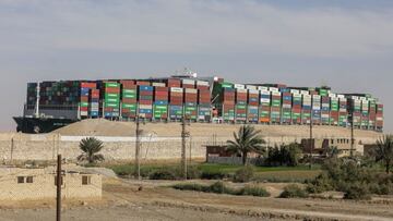 FILE PHOTO: Ship Ever Given, one of the world's largest container ships, is seen after it was fully floated in Suez Canal, Egypt March 29, 2021. REUTERS/Mohamed Abd El Ghany/File Photo