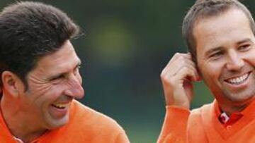 <b>DÚO ESPAÑOL. </b>El capitán Olazábal junto a Sergio García.