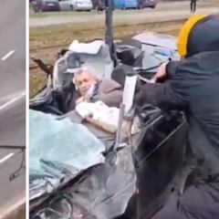 El increíble rescate de un civil después de que un tanque aplastara su coche