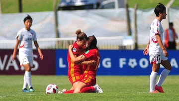 Claudia Pina celebra el gol que adelantó a España ante Corea del Norte.
