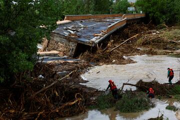 Puente destruido por el paso de la DANA en la localidad de Aldea del Fresno, municipio español del suroeste de la Comunidad de Madrid.