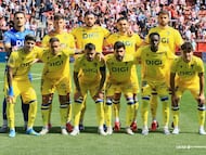 Once del Cádiz CF en El Molinón. Foto: Cádiz CF.