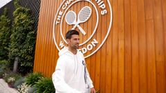 Novak Djokovic, antes de un entrenamiento en Wimbledon.