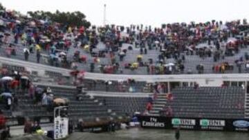 <b>EMPANTANADOS. </b>El Campo Centrale del Foro Itálico se convirtió en un pantano no apto para el tenis.