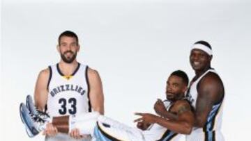 Marc Gasol, Mike Conley y Zach Randolph, el gran tr&iacute;o de referencia de los Grizzlies. 