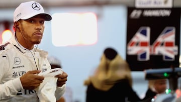 Lewis Hamilton, piloto de Mercedes, durante el GP de Bahréin.