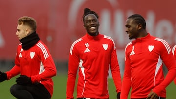 Un entrenamiento del Sevilla,