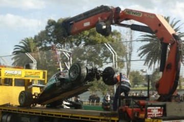 Mercedes de Nico Rosberg tras el accidente.