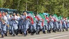 Iranian armed forces members march during the National Army Day parade ceremony in Tehran, Iran, April 17, 2024. Majid Asgaripour/WANA (West Asia News Agency) via REUTERS ATTENTION EDITORS - THIS IMAGE HAS BEEN SUPPLIED BY A THIRD PARTY.