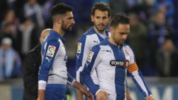 Trsiteza de los jugadores del Espanyol tras caer en la Copa