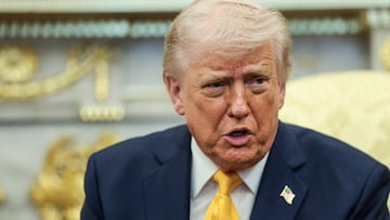 U.S. President Donald Trump speaks during a meeting with Japanese Prime Minister Sanae Takaichi (not pictured) in the Oval Office at the White House in Washington, D.C., U.S., March 19, 2026. REUTERS/Evelyn Hockstein
