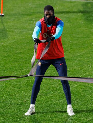 Dembelé en un momento del entrenamiento.