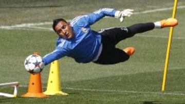 Keylor Navas, en un entrenamiento con el Real Madrid