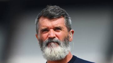 LONDON, ENGLAND - AUGUST 07: TV pundit Roy Keane looks on prior to the Premier League match between West Ham United and Manchester City at London Stadium on August 07, 2022 in London, England. (Photo by Mike Hewitt/Getty Images)