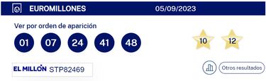 Euromillones: comprobar los resultados del sorteo de hoy, martes 5 de septiembre