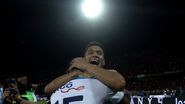 Teófilo Gutiérrez celebrando con Junior de Barranquilla.