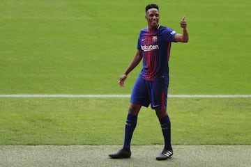 Yerry Mina presentado presentado en el Barcelona en el Camp Nou