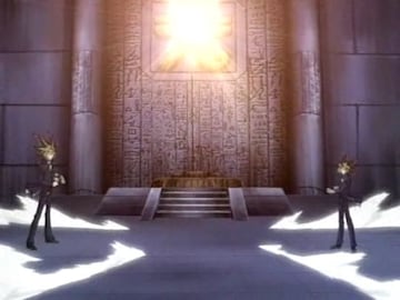 Duelo Ceremonial entre el Faraón y Yugi en el anime Duel Monsters