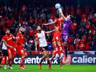 Soccer Football - Liga MX - Toluca v Tijuana - Estadio Nemesio Diez, Toluca, Mexico - February 13, 2026 Tijuana's Antonio Rodriguez makes a save REUTERS/Eloisa Sanchez