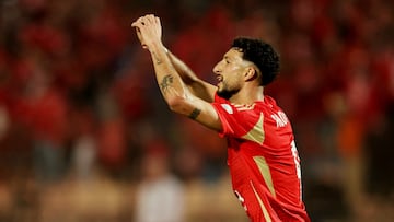 Abou Ali celebra el primer gol de Al Ahly.