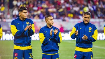 Miguel Vazquez, Erick Sanchez, Jonathan Dos Santos of America during the 13th round match between Tijuana and America as part of the Liga BBVA MX, Torneo Apertura 2024 at Caliente Stadium on October 23, 2024 in Tijuana, Baja California, Mexico.