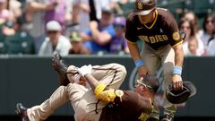 A horrific-looking injury at first base leaves the San Diego Padres' star third baseman with no broken bones, but with an unsure diagnosis for his return