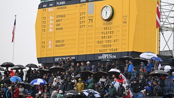 The scoreboard shows American golfer Brian Harman the winner of the 151st Open at Royal Liverpool Golf Club in Hoylake, Britain, 23 July 2023. (Reino Unido) EFE/EPA/Peter Powell .